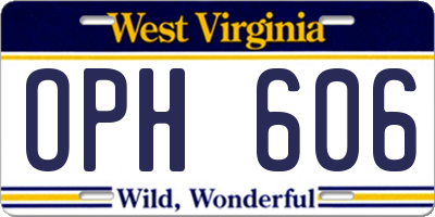 WV license plate OPH606