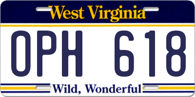 WV license plate OPH618