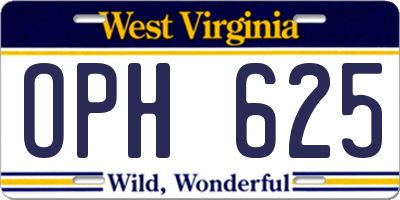 WV license plate OPH625