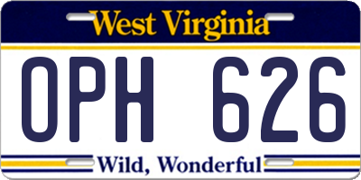 WV license plate OPH626