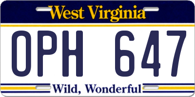 WV license plate OPH647