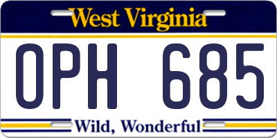 WV license plate OPH685
