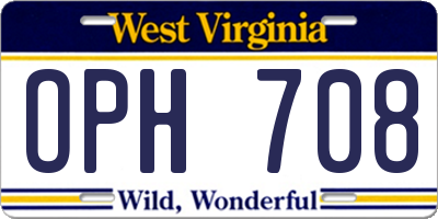 WV license plate OPH708