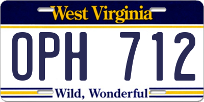 WV license plate OPH712