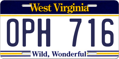 WV license plate OPH716