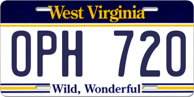 WV license plate OPH720