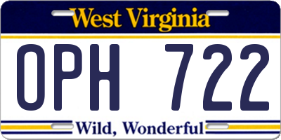 WV license plate OPH722