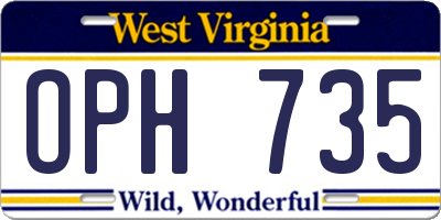 WV license plate OPH735