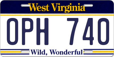 WV license plate OPH740