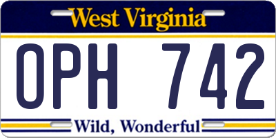 WV license plate OPH742