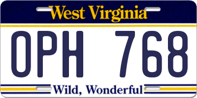 WV license plate OPH768