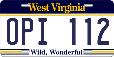 WV license plate OPI112