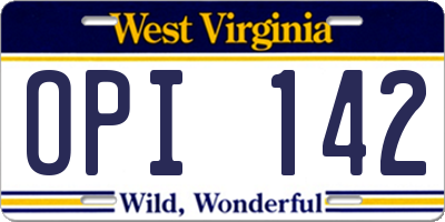 WV license plate OPI142