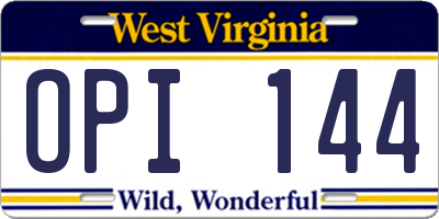 WV license plate OPI144