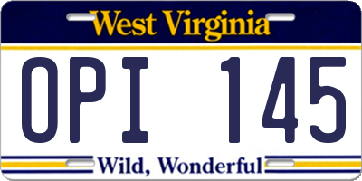 WV license plate OPI145