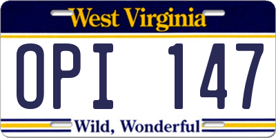 WV license plate OPI147