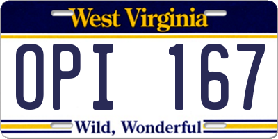 WV license plate OPI167
