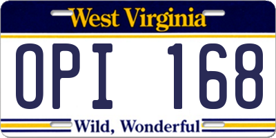 WV license plate OPI168