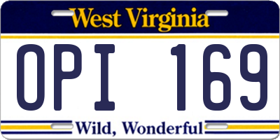 WV license plate OPI169