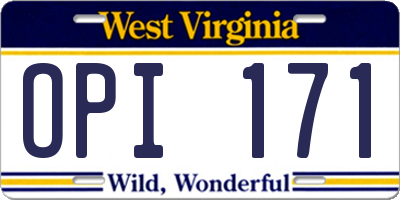 WV license plate OPI171