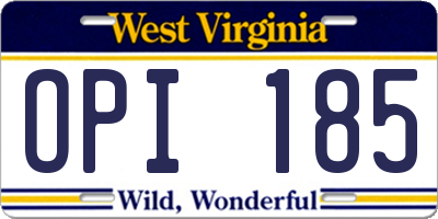 WV license plate OPI185