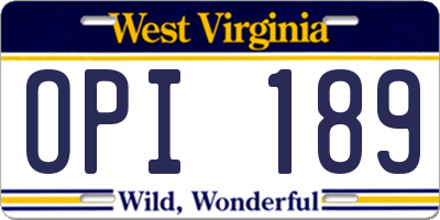 WV license plate OPI189