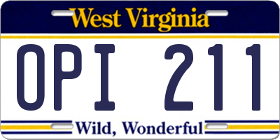 WV license plate OPI211