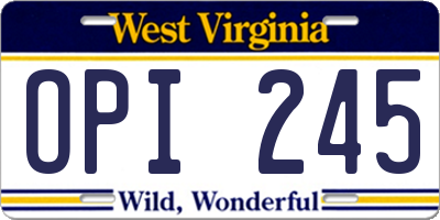 WV license plate OPI245
