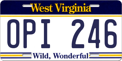 WV license plate OPI246