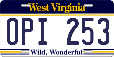WV license plate OPI253