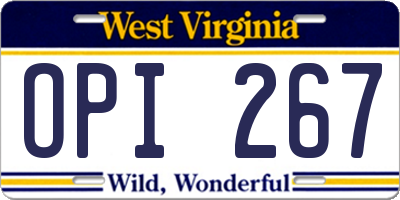 WV license plate OPI267