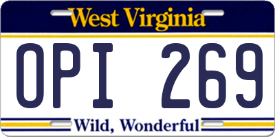 WV license plate OPI269
