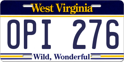 WV license plate OPI276