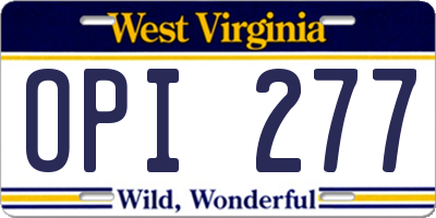 WV license plate OPI277