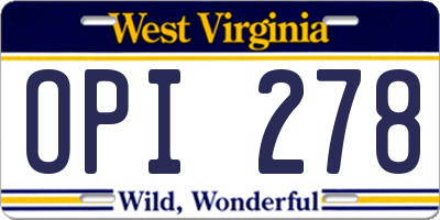 WV license plate OPI278