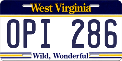 WV license plate OPI286