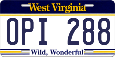 WV license plate OPI288