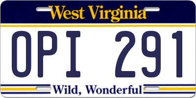 WV license plate OPI291