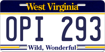 WV license plate OPI293