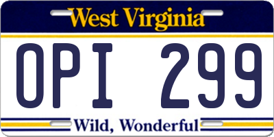 WV license plate OPI299