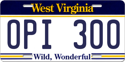 WV license plate OPI300