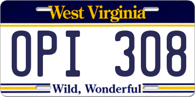 WV license plate OPI308