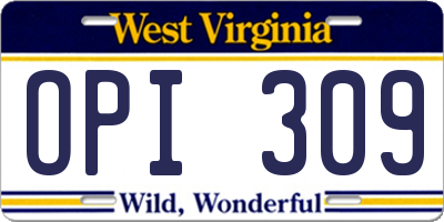 WV license plate OPI309