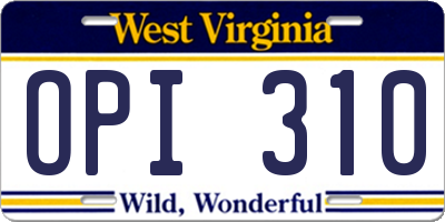 WV license plate OPI310