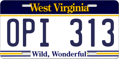 WV license plate OPI313