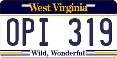 WV license plate OPI319