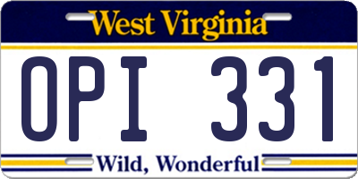 WV license plate OPI331