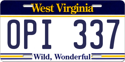 WV license plate OPI337