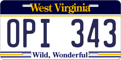 WV license plate OPI343