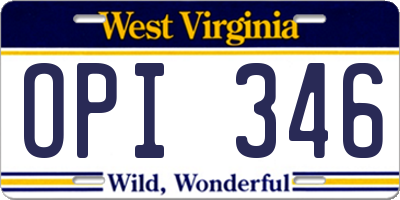 WV license plate OPI346
